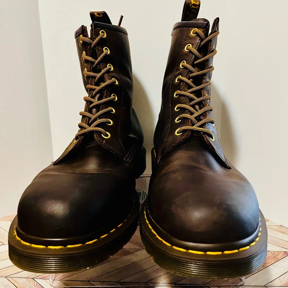 Dr Martens 1460 Crazy Horse Leather Lace Up Boots Mens 13 Brown 8-Eye 11822203